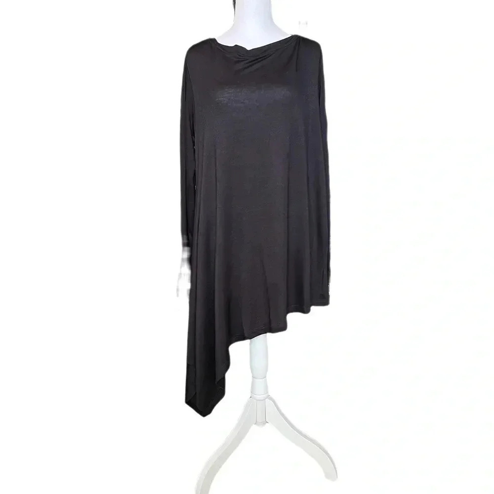 Agnes & Dora Asymmetrical Tunic Black Baby French Terry NWT USA - Picture 3 of 5